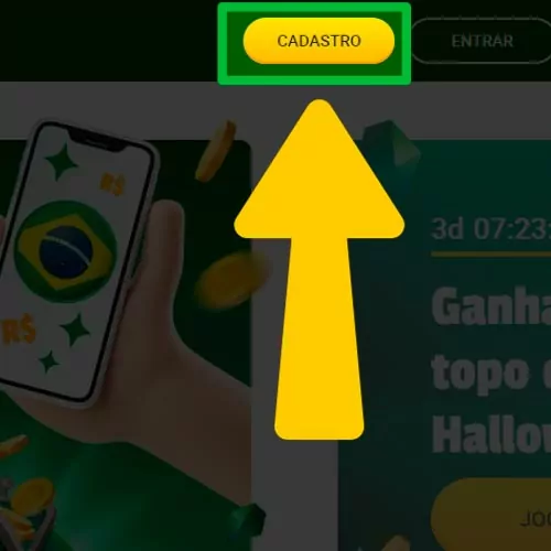 Abra a seção "cadastro" no Brazino777